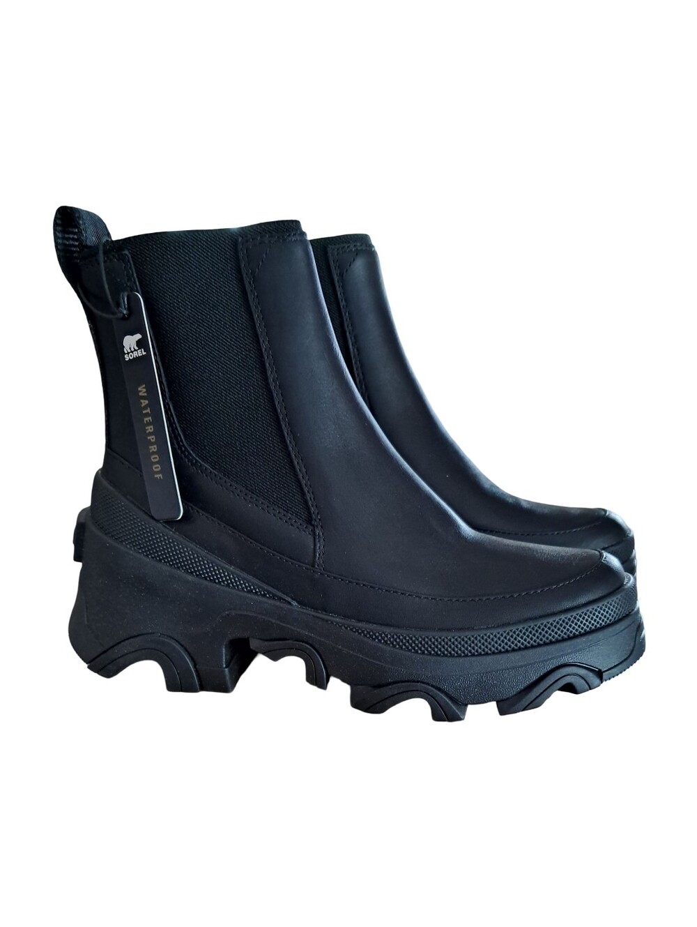 SOREL Brex Waterproof Leather Chelsea Black Boots Women's Size 5.5 NEW